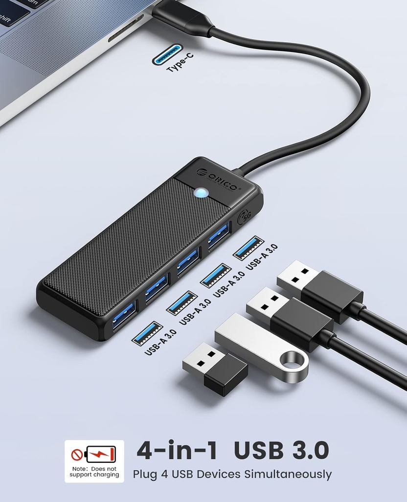 Orico Type-c To Usb Hub 3.0 4 Ports Papw4a-c3-015-bk-ep Black Color - 3