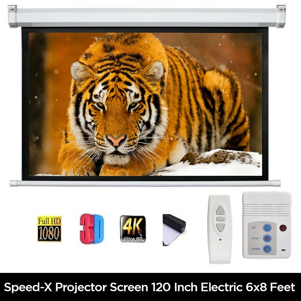 Projector Screen 120 Inch Electric Motorised 6x8 Feet 43mw Speed-x - 3