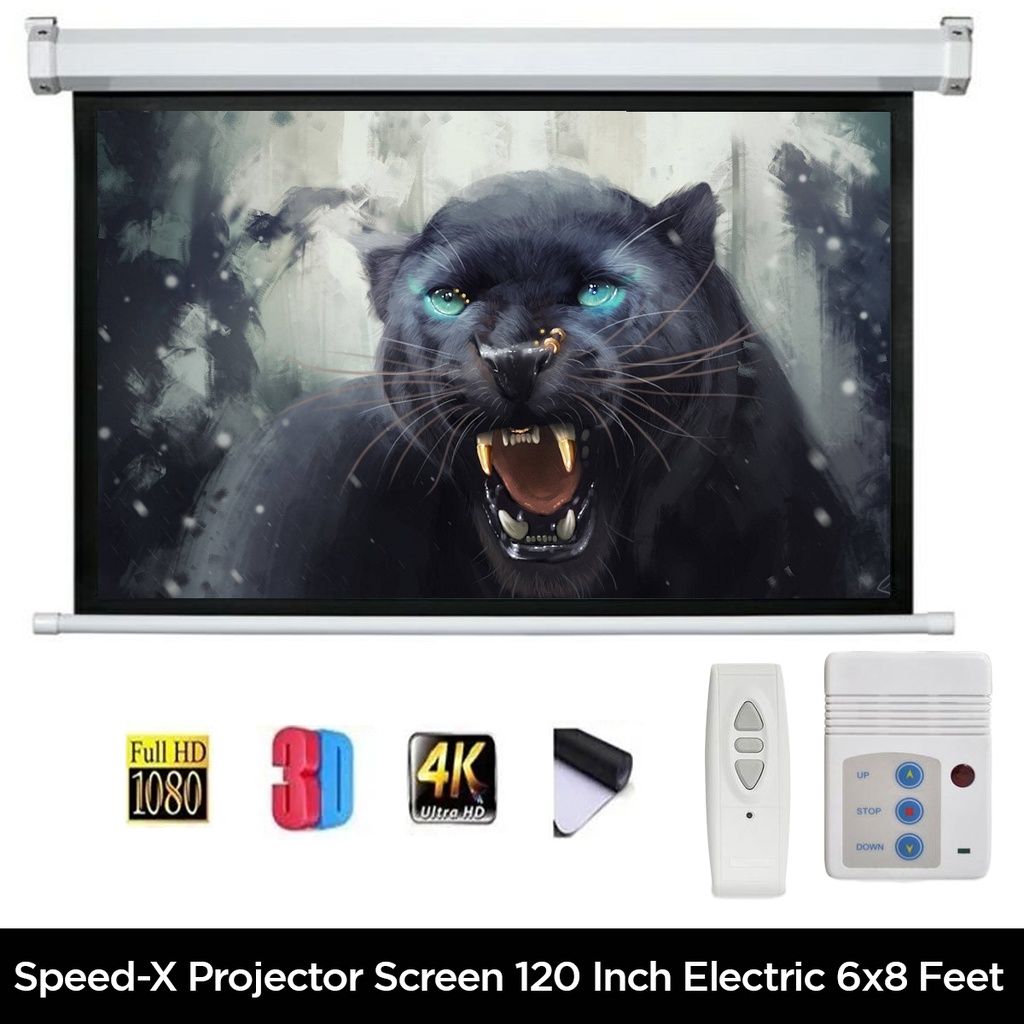 Projector Screen 120 Inch Electric Motorised 6x8 Feet 43mw Speed-x - 4