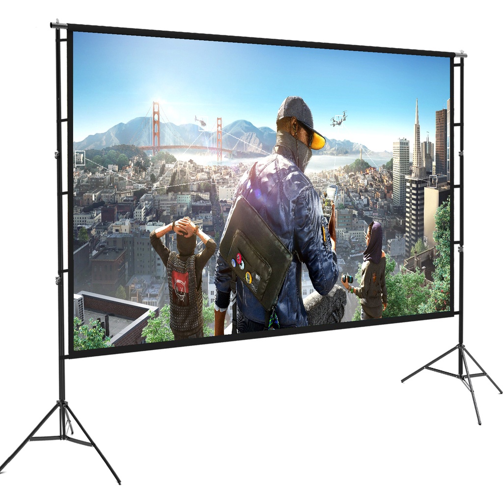 Projector Screen 150 Inch Tripod Potable Double Stand 8x10 Feet 43mw Speed-x - 3
