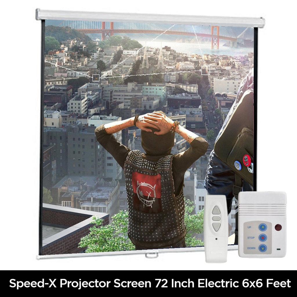 Projector Screen 72 Inch Electric Motorised 6x6 Feet 11mw Speed-x - 2