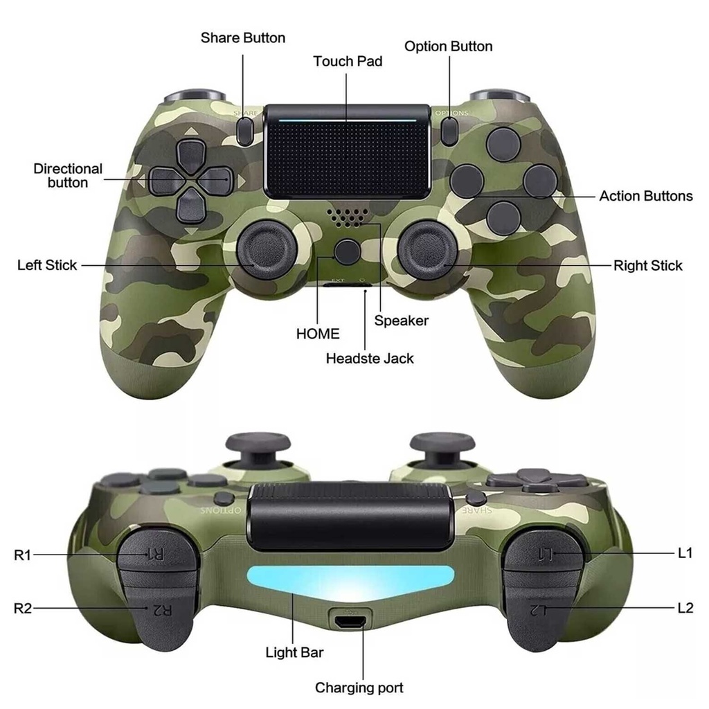 Ps4 Camo Green Dualshock4 Wireless Game Controller - 4