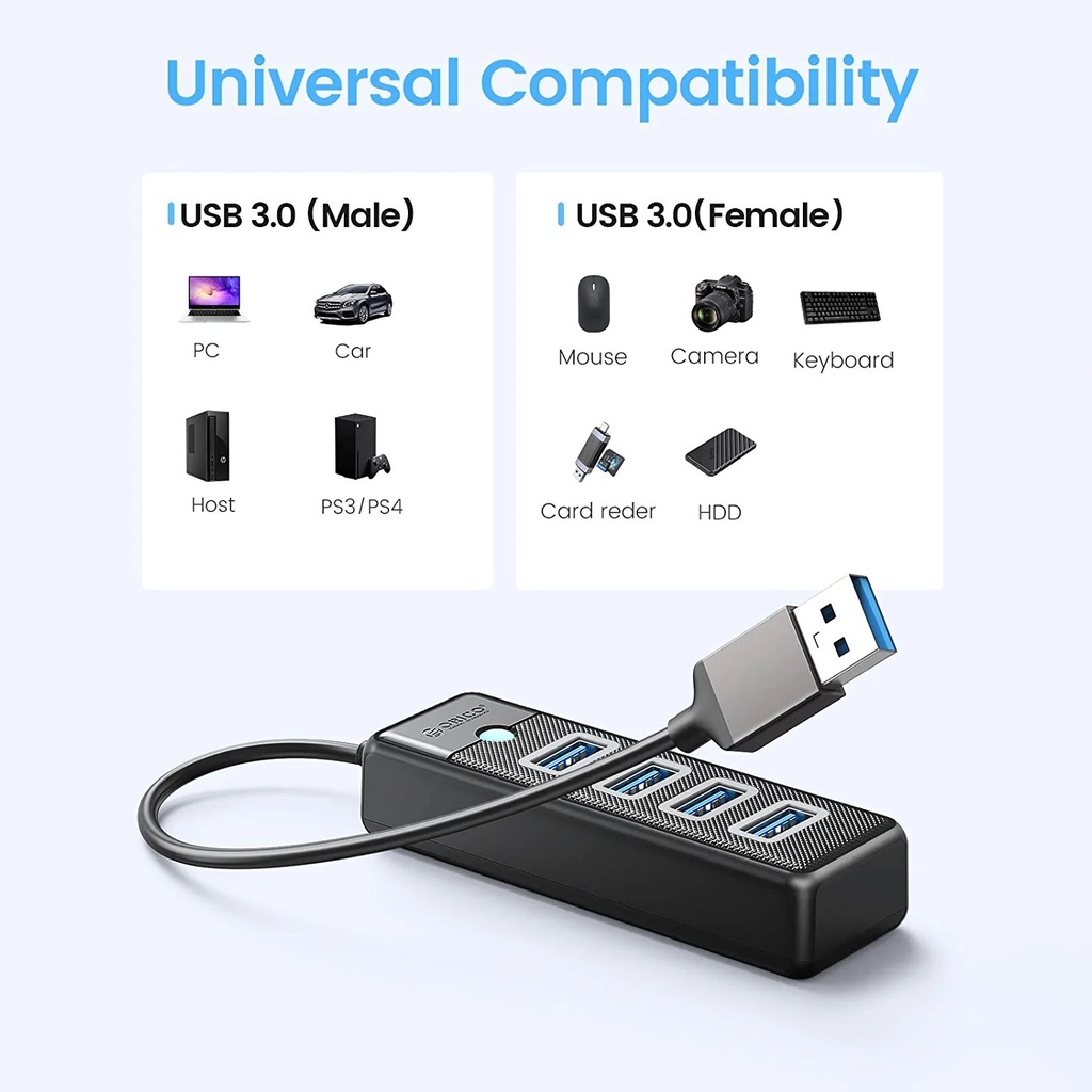 Pw4u Orico 4-port Usb Hub 3.0 5gbps High Speed Fast Data Transfer - 4