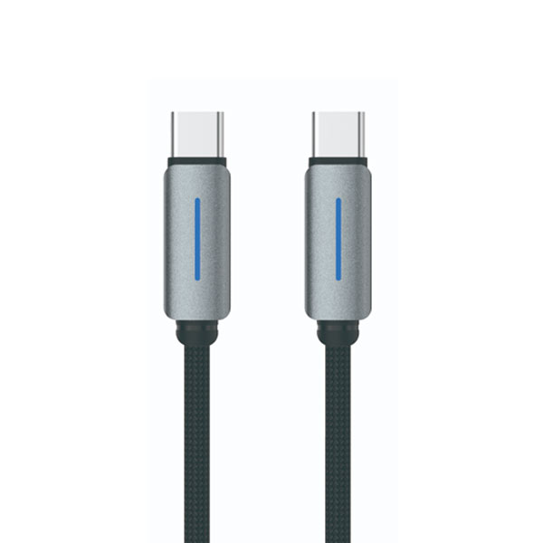 Logilink Type C To Type C Nylon Fast Charging Data Cable With Light 1m (1 Year Warranty) (Black)