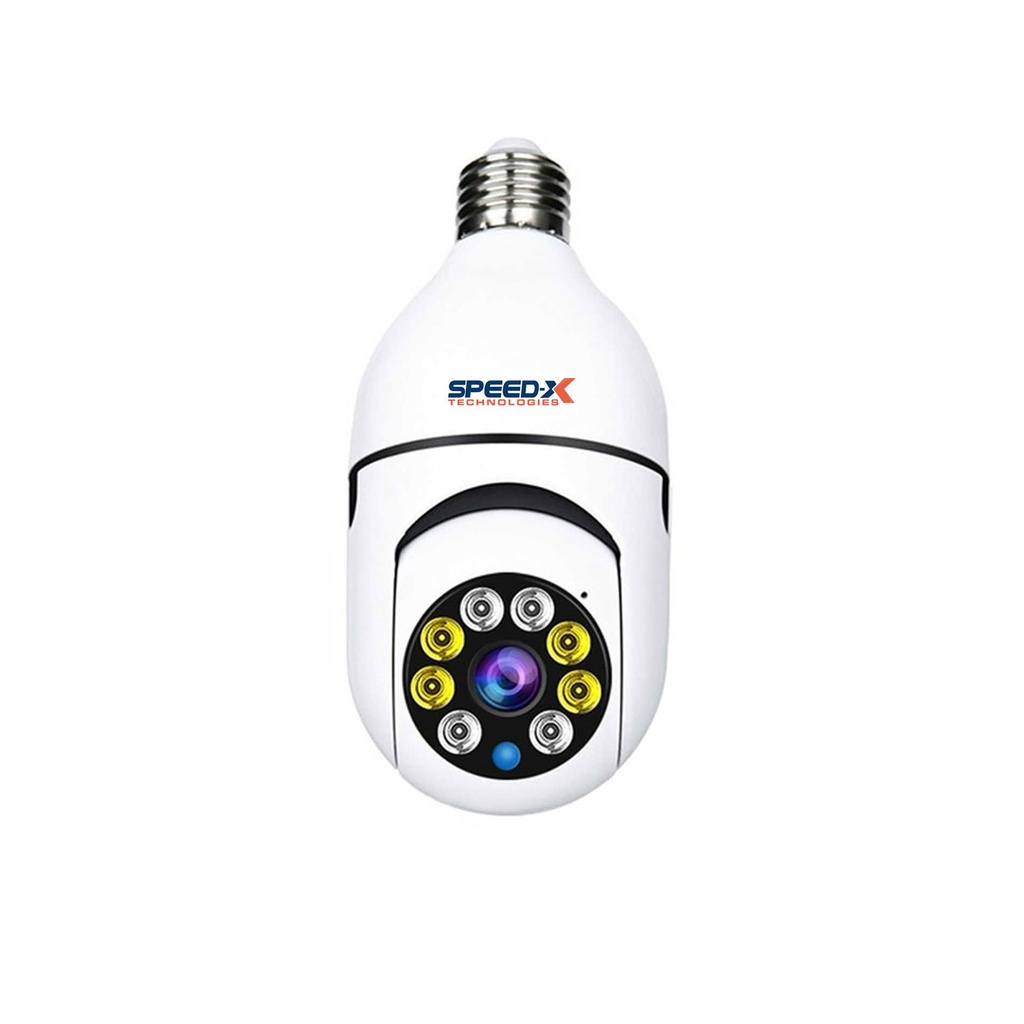 Speed-x Sp-e27 Bulb Camera 1080p Wifi 360 Degree Panoramic Night Vision Two-way Audio Motion Detection With V380pro App
