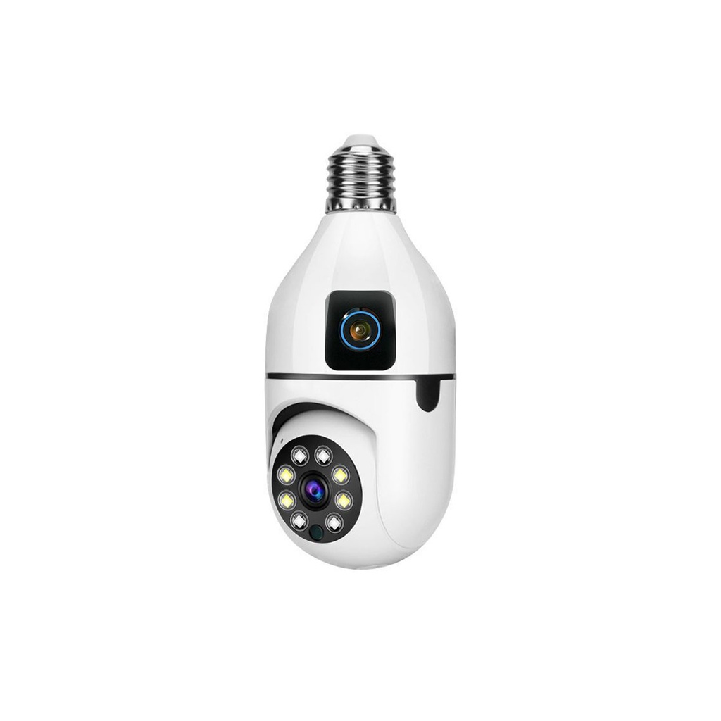 [01715] Speed-x Sp-e28-2 Dual Lens Bulb Camera 1080p Wifi Panoramic Night Vision Motion Detection With V380 Pro App