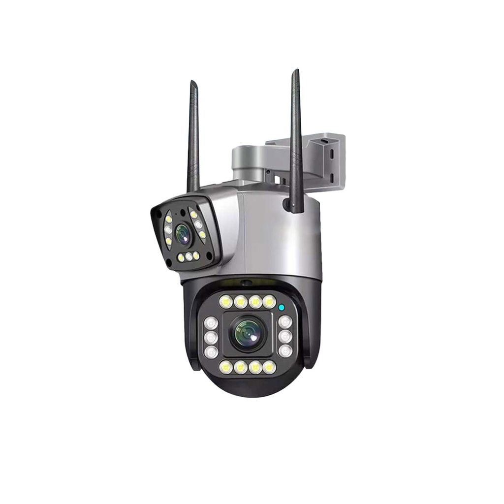 [01441] Speed-x (spz-702) 2 Camera Lens Wifi Outdoor 4mp Color Night Vision With V380 Pro App