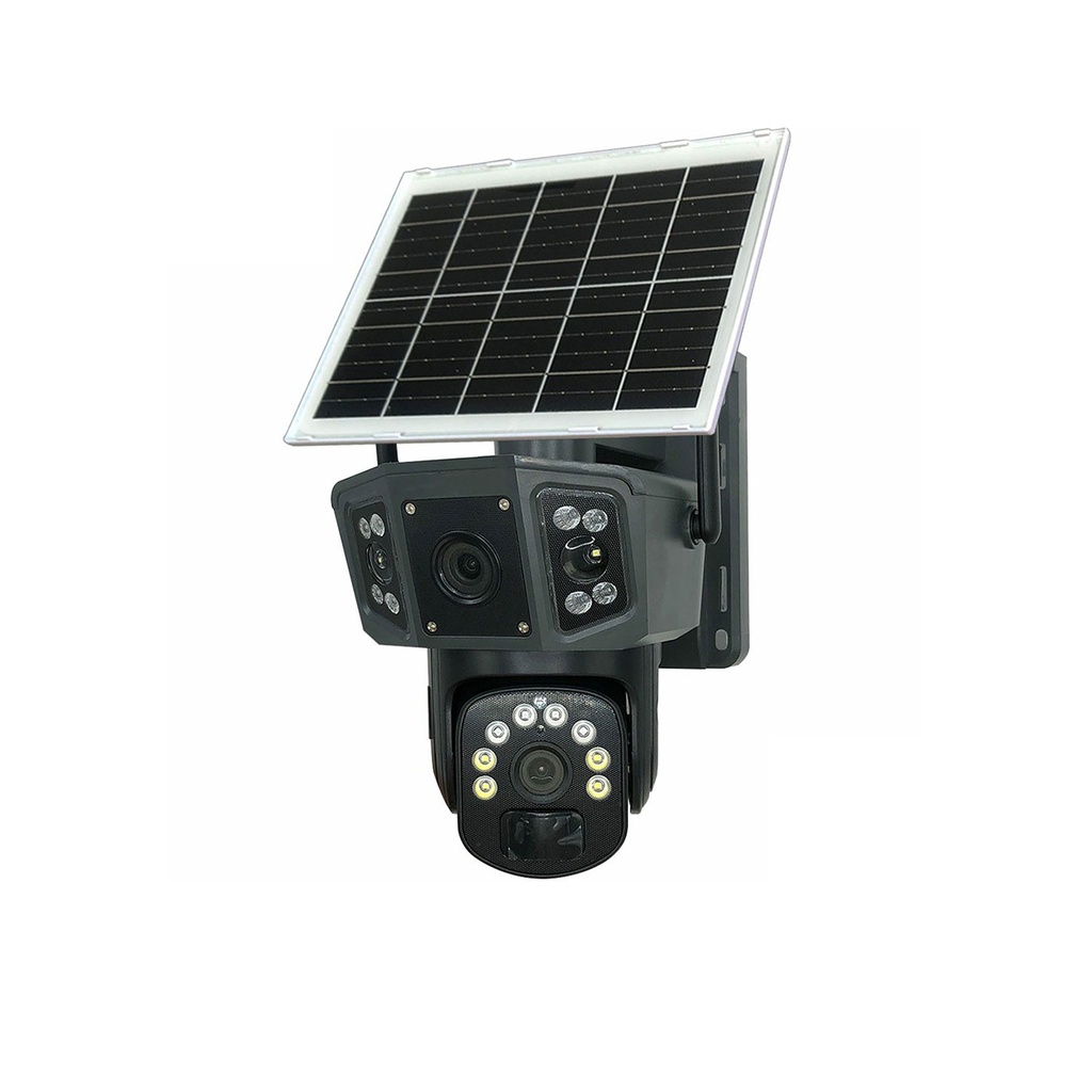 [01894] Speedx Ca-wc013 Solar Outdoor 8mp Dual Lens Camera Pan Tilt Pir Motion Detection With V380 Pro App