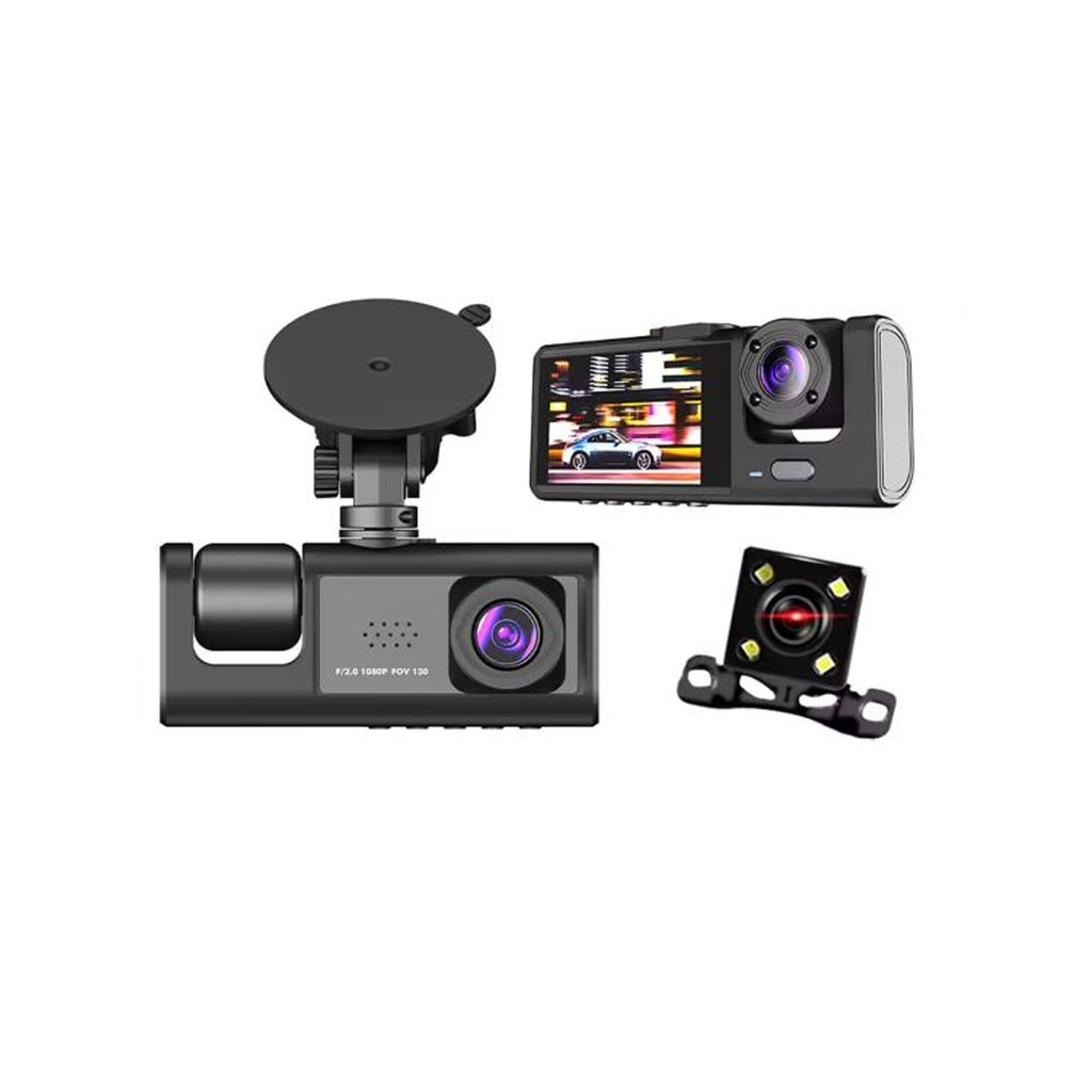 [01972] Y16 3 Channel Dash Cam Hd 1080p (170° Ultra-wide-angle A+ Lens) Front Rear Video