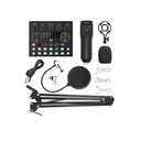 V10 Bm-800 Podcast Condenser Microphone Set With Live Sound Card, Rechargeable 12 Kinds Of Auxiliary Background For Karaoke Singing, Youtube Recording Mic