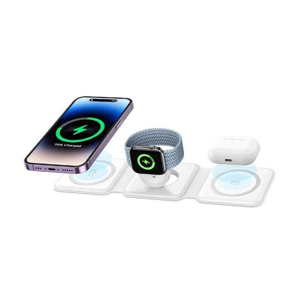[01852] 3 In 1 15w Fast Wireless Magnetic Charging Pad For Iphone, Airpods, Smartwatch