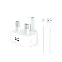 Iphone Usb 5w Power Adaptor Uk Pin With Lightning To Usb Cable