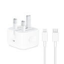 Iphone Usb-c Pd 20w Power Adapter Charger 3 Pin Uk Pin) With Cable