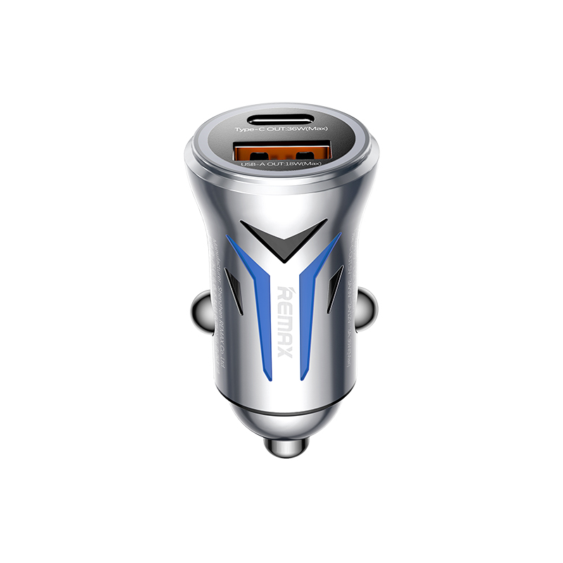 [02037] Remax Cc06 36w Dual-port Zinc Alloy Fast Car Charger With Led Light