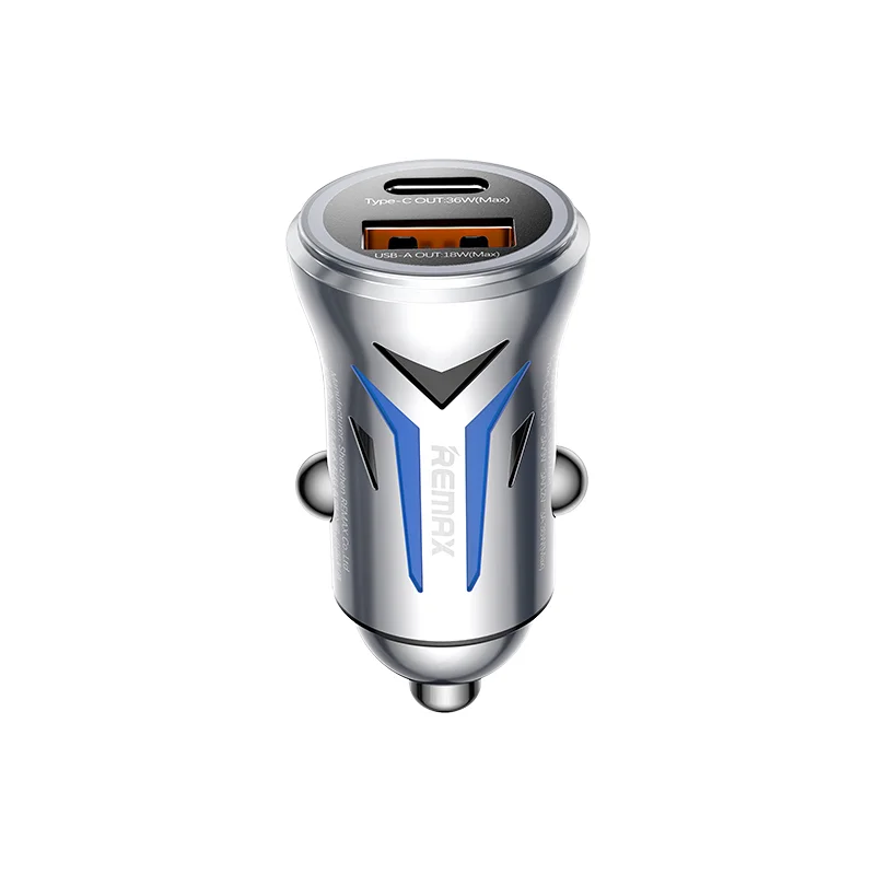 [02037] Remax Cc06 36w Dual-port Zinc Alloy Fast Car Charger With Led Light