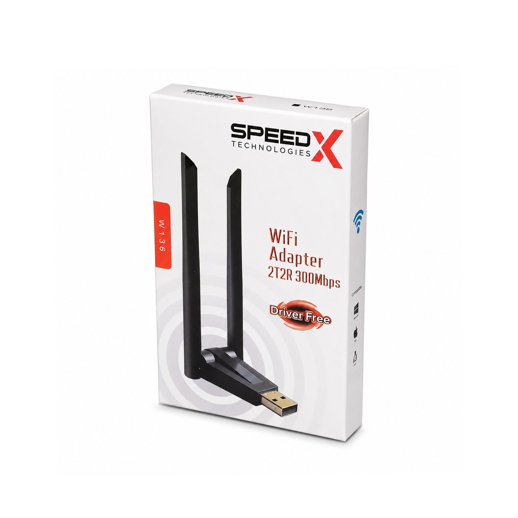 [01223] Speed-x Alfa W136 3dbi Rtl 8192 Dual Antenna Wifi Usb Adapter 300 Mbps