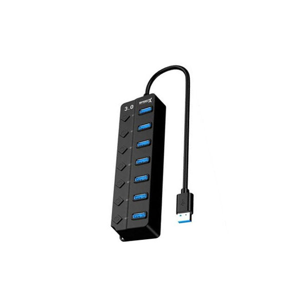 [01569] Speedx Sp-uhs307 7-port Expander Usb 3.0 Hub With Independent Switch Plug Play