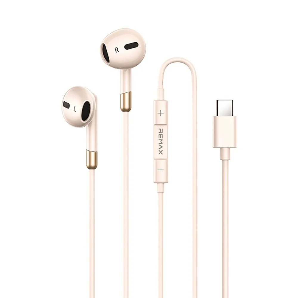 [02036] Remax Rm-05a Metal Type-c Wired Earphones With Mic (apricot)