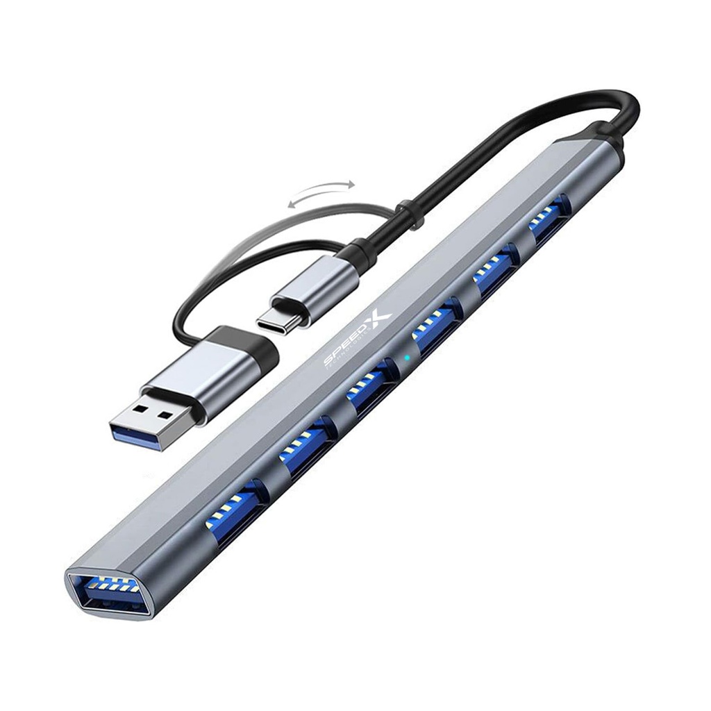 [2134] Speed-X 7 Port 2-in-1 USB 3.0 Ultra Slim Portable Hub Aluminum Alloy