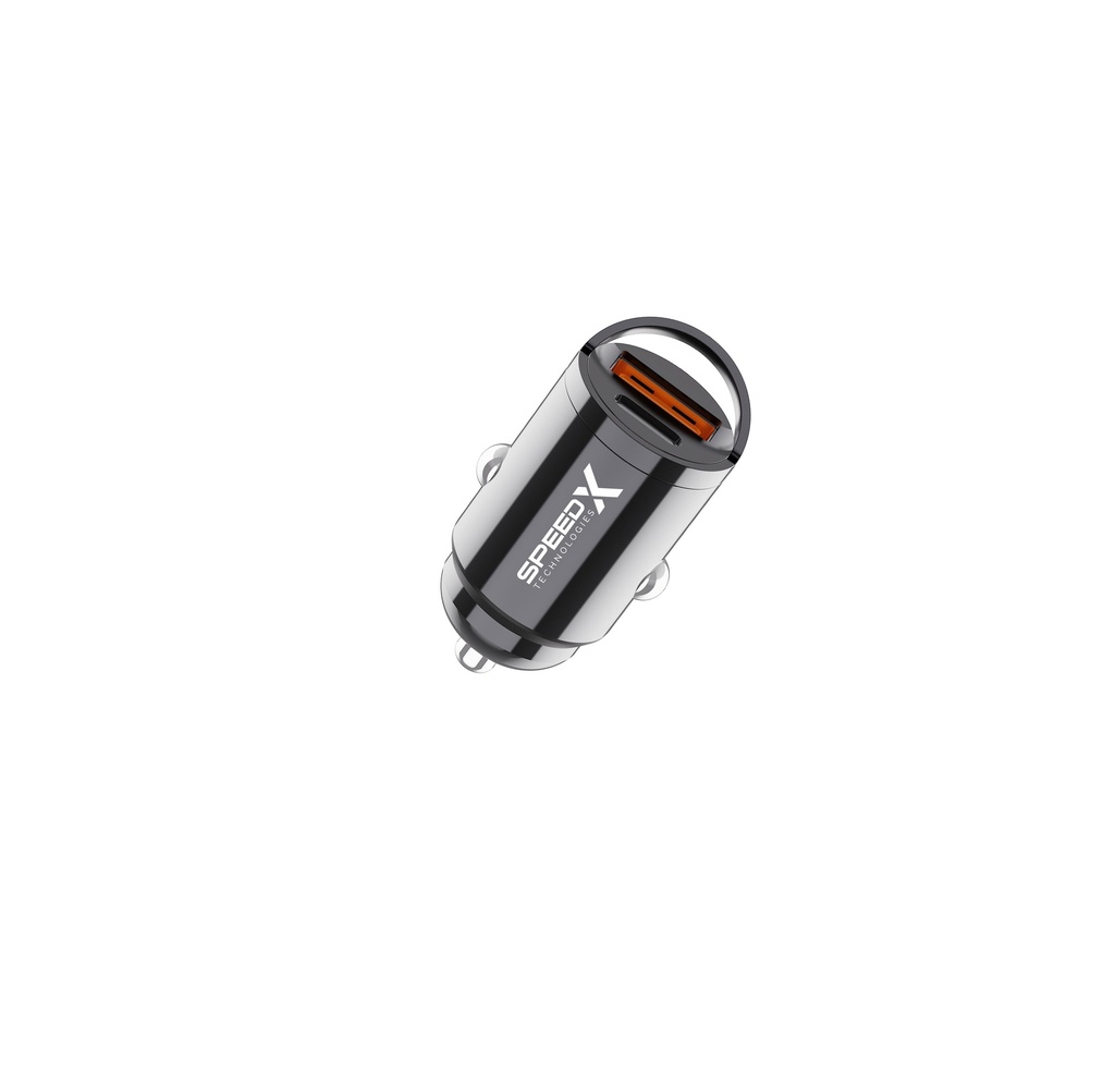 [02127] Speed-X SX-C41 Mini 48W PD + QC Dual-Port Aluminium Car Charger