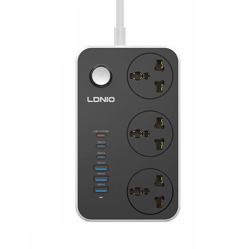 [02022] LDNIO SC3604C 2500W Power Extension 3 Socket 3 USB-A + 3 USB-C 2m