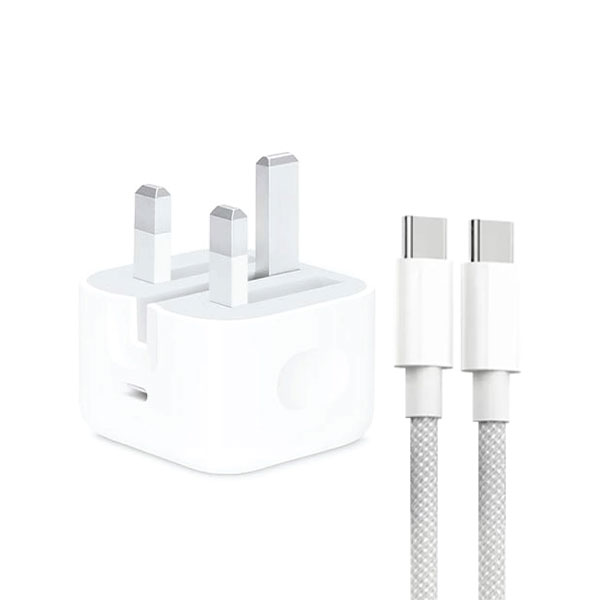 [01479] iPhone 15 Pro Max 3 Pin (UK Pin) 35W USB-C Power Adapter with USB-C to C Cable (Without Packing)