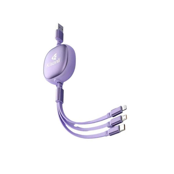 [01859] Kisonli 3-in-1 Micro USB Type-C and iPhone Charger Cable Multiple USB Ports