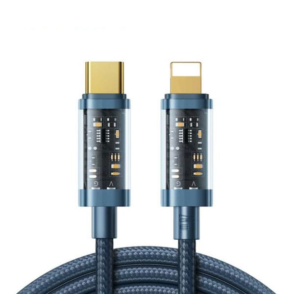 [1444] Joyroom S-CL020A12 Type-C to Lightning 20W Data Cable 1.2m Transparent Nylon