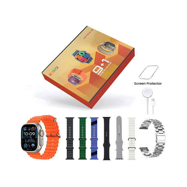 [1543] 9+1 Z60 Ultra-2 Big IPS Display 49mm 8 Strap+Screen Protector BT Calling Smartwatch Always on Display with FitPro App