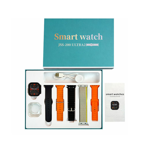 [1546] JSS-200 ULTRA2 5 Straps + 1 Silicone CASE2.0 Inch BT Call Smart Watch with Magnetic Charger Hryfine App