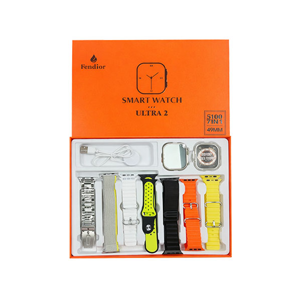 S100 Fendior Smart Watch Ultra 2 with 7 Straps 49mm with Silicone Watch Protector Case with FitPro App