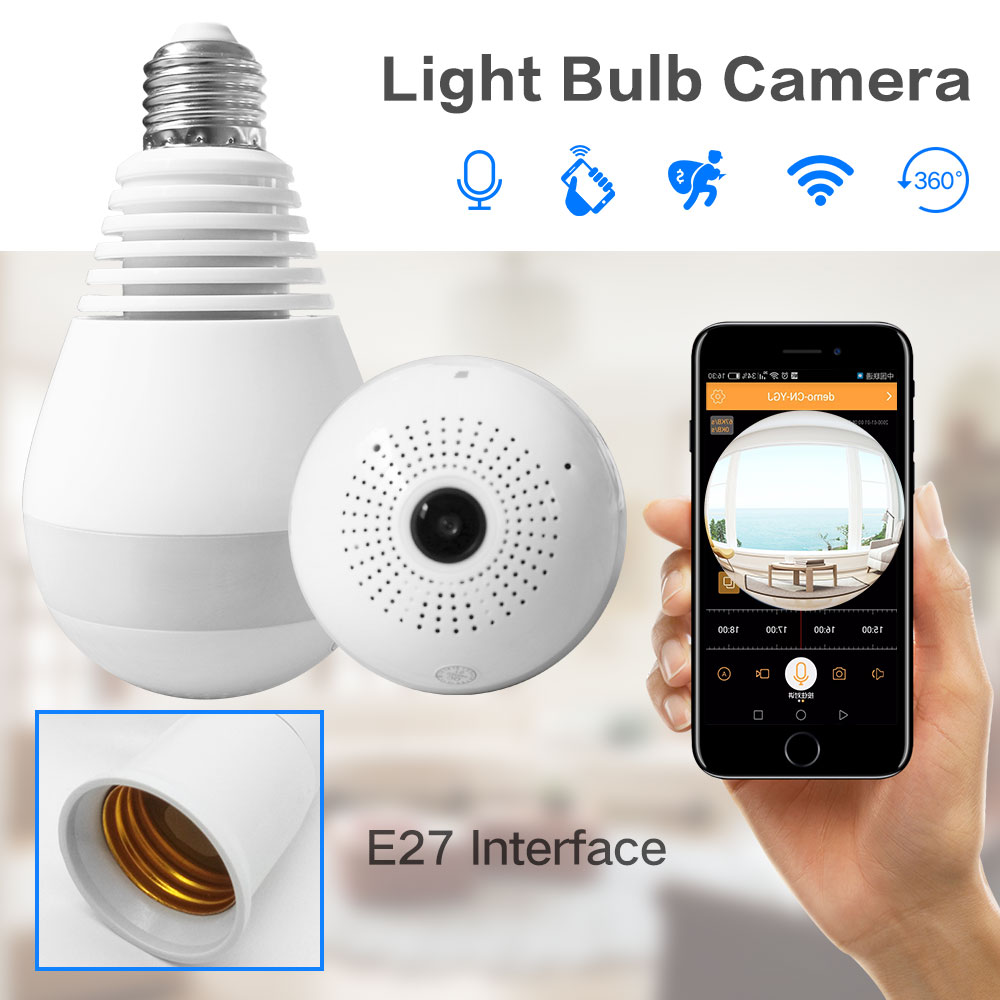 Ip Wirelss Panoramic Bulb Camera 1080p Hd 2mp