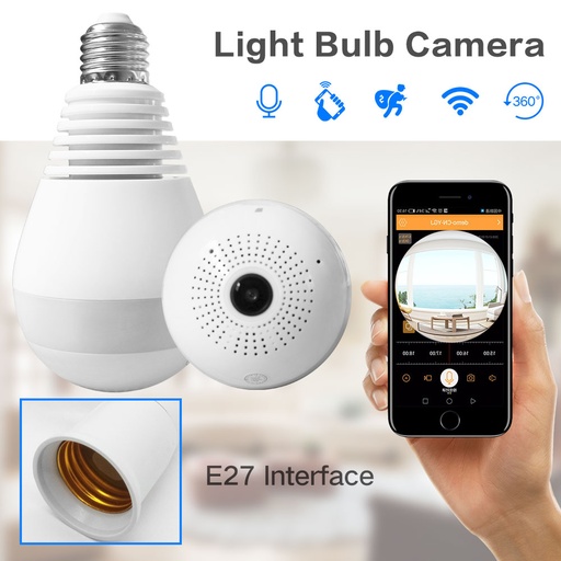 Ip Wirelss Panoramic Bulb Camera 1080p Hd 2mp