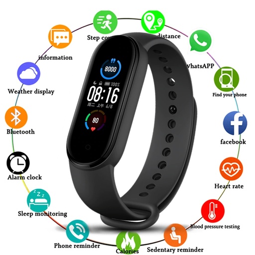 New M5 Band Sport Wristband Blood Pressure Monitor Heart Rate For Android And Ios 